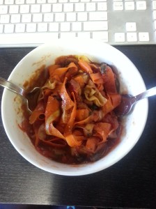 The Wannabe Herbivore: Zucchini and carrot ribbon pasta