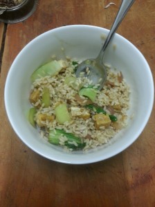 The Wannabe Herbivore: brown rice, bok choi and satay tofu